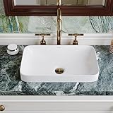 DeerValley Bathroom Vessel Sink, 19.29'' x 11.81'' x 4.72'' Semi Recessed Bathroom Sink Rectangular White Ceramic Sinks for Bathroom Modern Bath Sink Bowl Vanity Sinks Above Counter Basin DV-1V0047