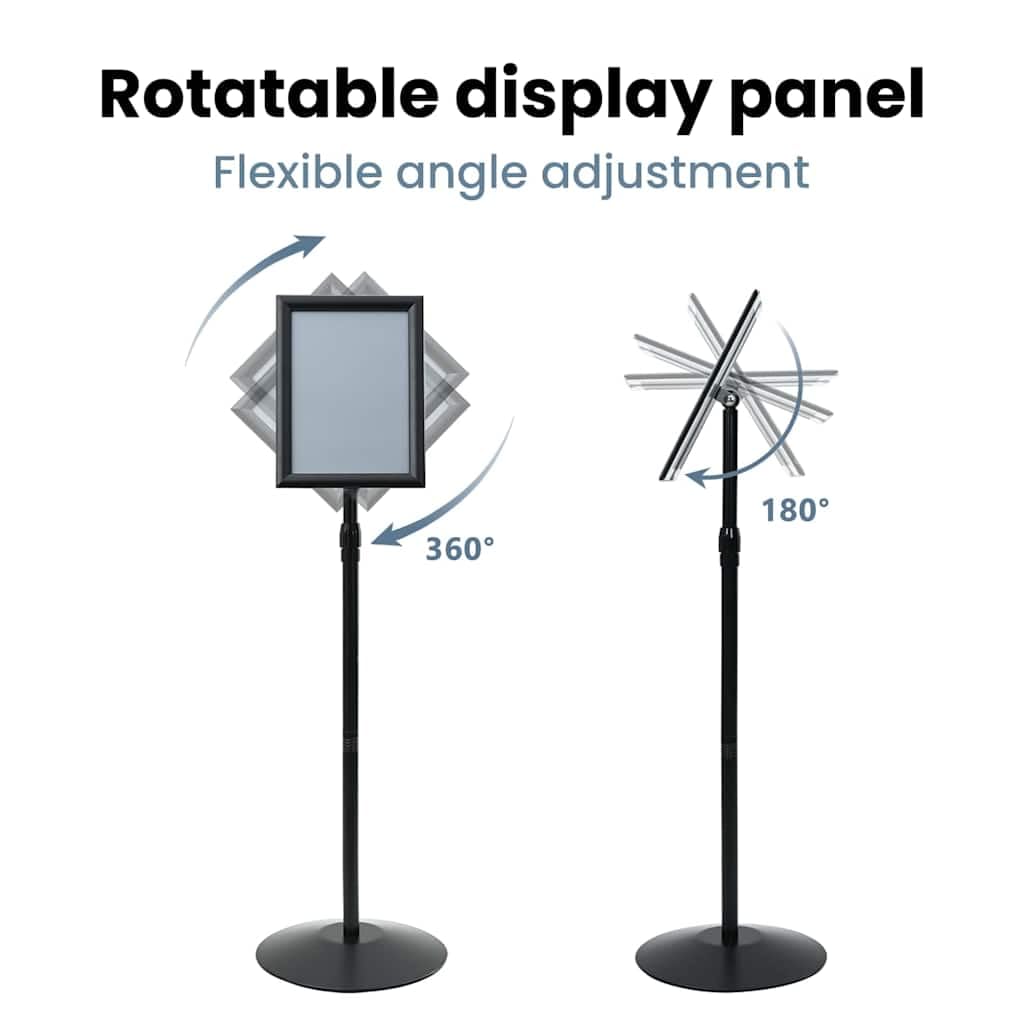 vidaXL Stand de Poster sur Pied Argenté a4 PVC et Acier, Panneau Moderne, réglable en Hauteur, Stand autoportant, Affichage étanche, Usage Industriel, Multi-Usage