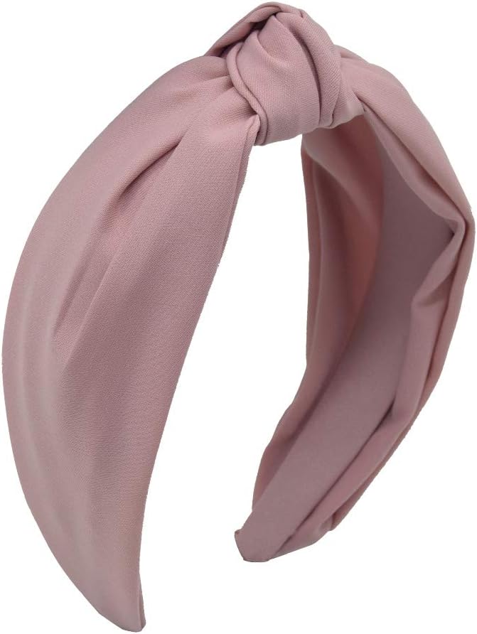 MHDGG Turban Headband - Wide Knot Headband in Solid Colors, Knotted Hair Band for Women's Headwear, Pink