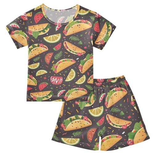 ALAZA Sweet Tacos Lemon Pajamas Short Sleeve 2 Piece Sleepwear Top and Bottom Pajama Set Unisex