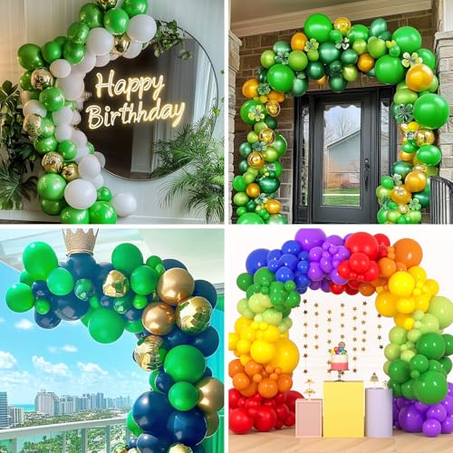 Image of RUBFAC 129pcs Green Balloons Different Sizes 18 12 10 5 Inch Green Latex Christmas Balloon Garland Arch for Masquerade Party Decorations Birthday Baby Shower Wedding Party Supplies