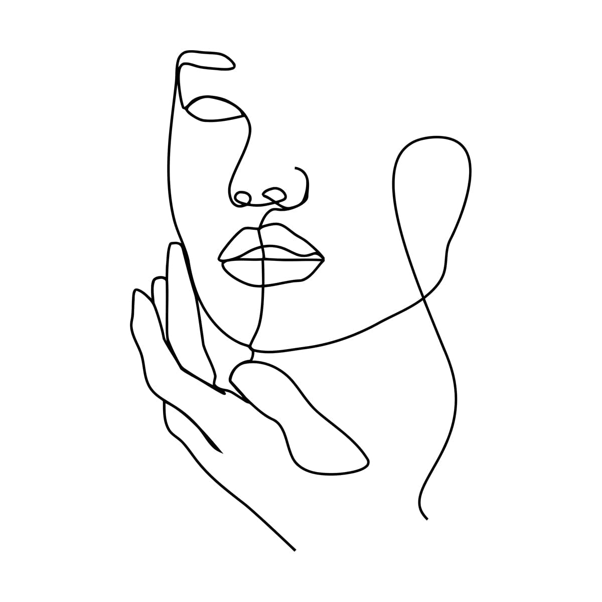One Line Art Woman Wall Decal Beauty Salon Wall Decor Spa Salon Girl Silhouette Wall Sticker Home Decor Vinyl Art Decals Large - 46x67cm