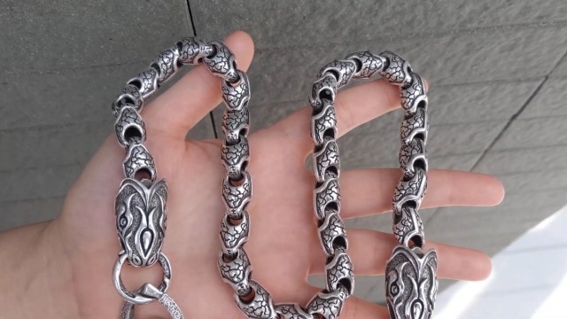 Bikerringshop Sterling Silver Anaconda Snake Wallet Chain