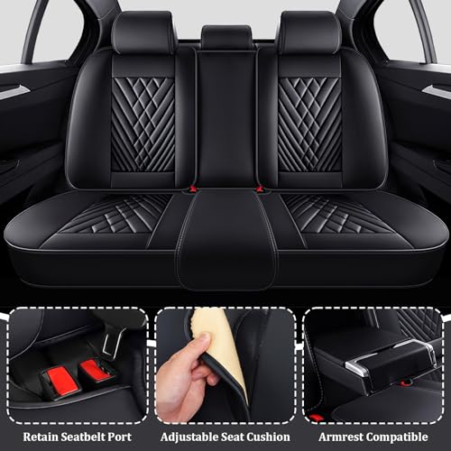 Image of Car Seat Covers Full Set for Kia Telluride 2020-2026, Anti-Slip Full Coverage Car Seat Covers, Waterproof Nappa Leather Car Seat Cover Sets(5 Seats with Headrests /Black)