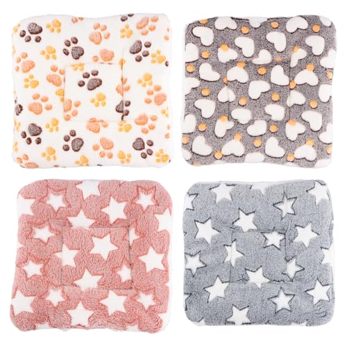 Ziyonix 4 Pezzi Letto di Peluche per Piccoli Animali Coperta di Coniglio Caldo Letto per Porcellini D'india Tappetini da LETTO Cuscino per Dormire per Criceto Coniglio cincillà 30 x 30 cm