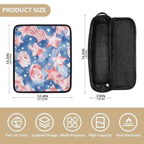Organizador 2 en 1 para herramientas de cabello con almohadilla resistente al calor, soporte de viaje para planchas, rizadores y alisadores, con diseño de bandera en acuarela miniatura 4