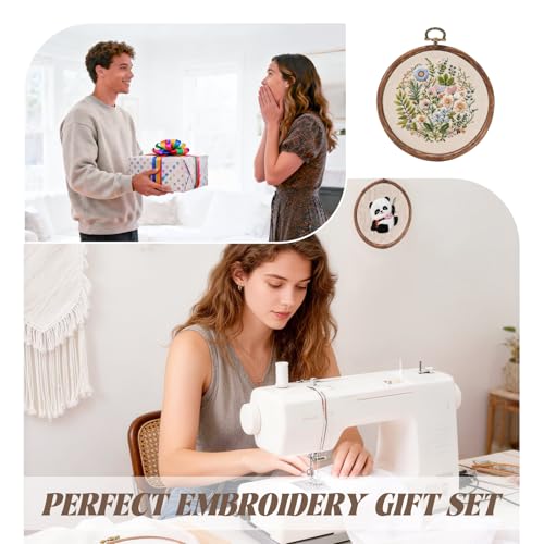 Image of 4 Inch Small Embroidery Hoops, 12 Pcs Embroidery Hoop Round Imitated Wood Rubber Hoop Rings Display Frame for Cross Stitch, DIY Art Craft Sewing & Hanging Ornaments (4 in)