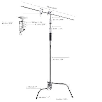 【中古】LAOFAS Cスタンド ステンレス製ライトスタンド Amaran Amazon | Cスタンド 耐荷重 折りたたみ式 撮影用 ヘビー