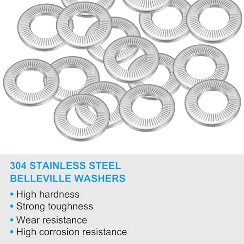 patikil 304 stainless steel flat washers 10 pack m16x32mm belleville spring disc washer conical knurled metric gasket for automotive industrial construction