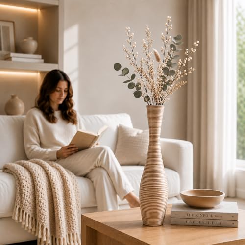 Image of Leewadee Large Floor Vase 20 inches Polyresin for Pampas Grass, Dried Flowers