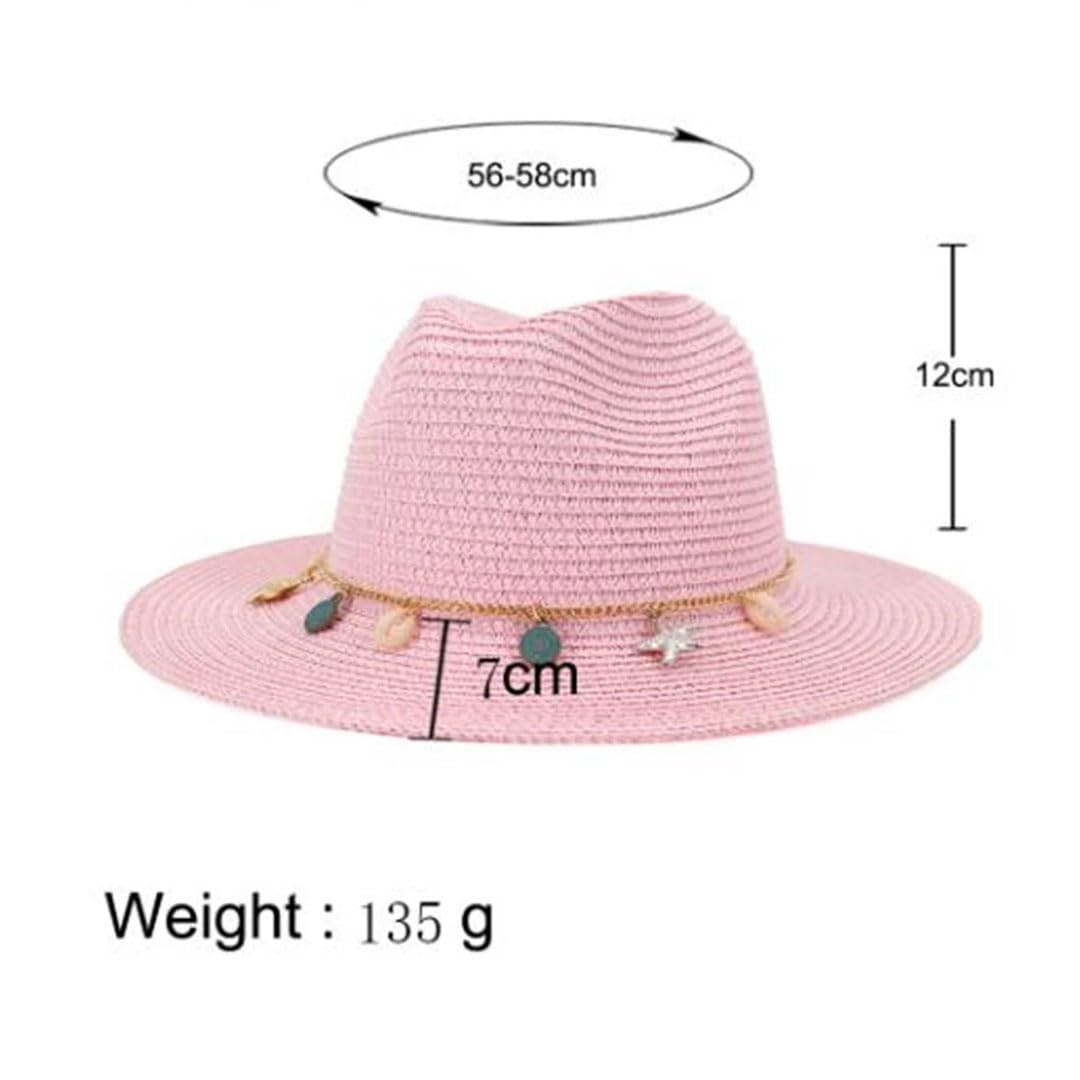 Sombrero de Paja de ala Ancha para Mujer, de Verano, para Playa, Viajes (Pnnrk 7 1/8)