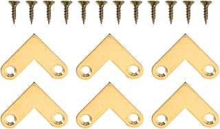 Uonlytech 6Pcs Thickened Pure Brass Right Angle Corner Brackets 90 Degree Flat Braces for Picture Frames Jewelry Boxes Drawers Home Decoration