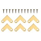 Uonlytech 6Pcs Thickened Pure Brass Right Angle Corner Brackets 90 Degree Flat Braces for Picture Frames Jewelry Boxes Drawers Home Decoration