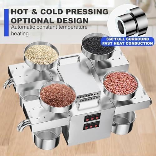 Maszyna do tłoczenia oleju – ekstraktor na gorąco/zimno ze stali nierdzewnej 2400 W do nasion oleistych i oliwek, pojemność 12-25 kg/h, stała temperatura 210°C
