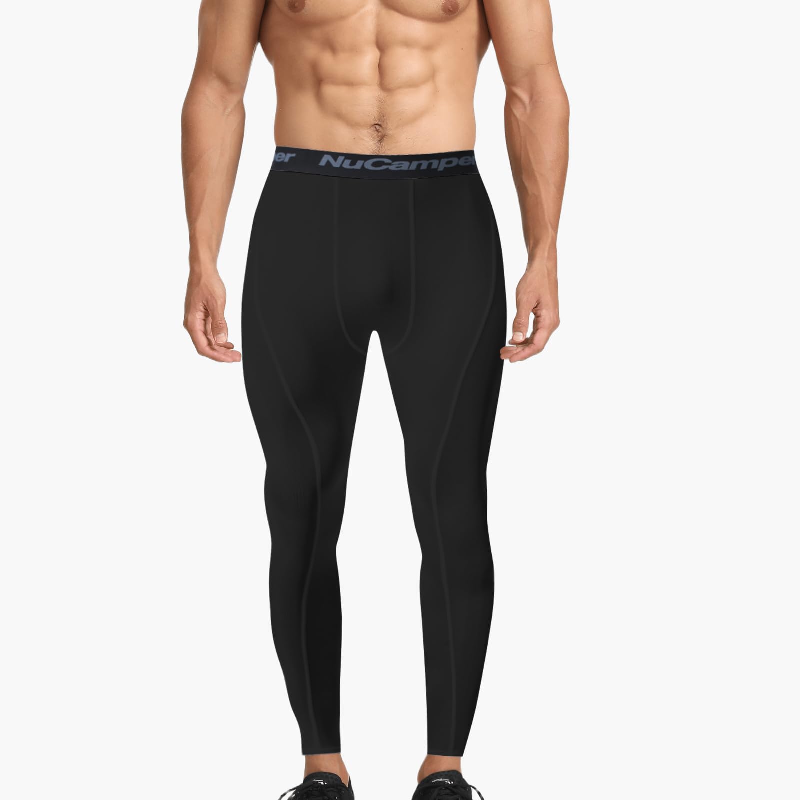 NuCamper Spodnie Kompresyjne Męskie Legginsy, Oddychające Kompresyjne, Szybkoschnące Fitness, Dopasowane w Pasie, Rozciągającego Baselayer Legginsy Spodnie Dla Fitness Jogging Koszykówka