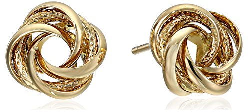 Amazon Collection 14k Yellow Gold Knot Stud Earrings