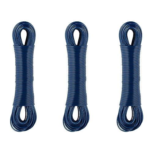 Relaxdays Filo Stendibiancheria Per Esterno E Interno, Set Da 3 Cavi 50 M, Stendi Panni E Biancheria, Acciaio E Pvc, Blu, Plastica