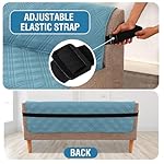 H.VERSAILTEX 100% Waterproof Futon Couch Cover Reversible Sofa Slipcovers Armless Daybed Cover Soft Thicken Sofa Bed Cover for Dog with Adjustable Elastic Strap Non-Slip, Smoke Blue/Beige - Image 4