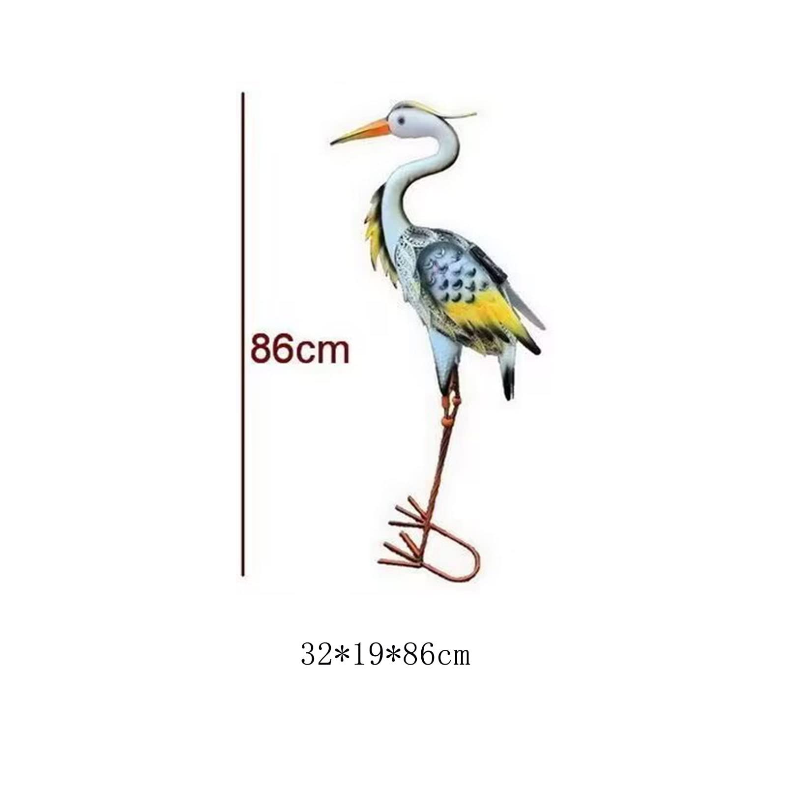 Escultura decorativa para jardín : estatuas de animales de metal para jardín alimentadas por energía solar, garza de metal pintada a mano con energía solar, escultura decorativa de pájaro, decoración