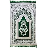 Modefa Foam Prayer Rug | Padded Cushion Janamaz Sajjada | One Inch Thick Soft Velvet Islamic Namaz Sajadah Carpet Luxury (Green)