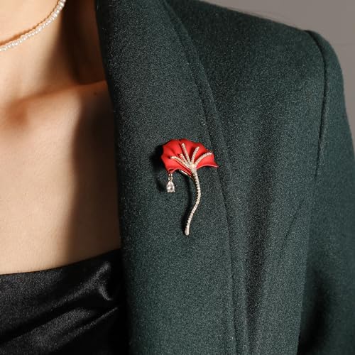 Image of Red Rose Flower Brooches and Pins for Women Costume Jewelry Brooch Pins Broches Jewelry for Women Elegant Lady Pin