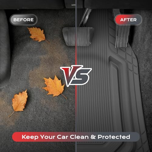 Image of Coverado Heavy Duty Car Floor Mats, Deep Dish Car Mats Full Sets, Durable Waterproof Floor Mats, Trim to Fit Automotive Mats, Universal Car Accessories for Cars SUV Trucks Sedans Vans, Gray, 3pcs