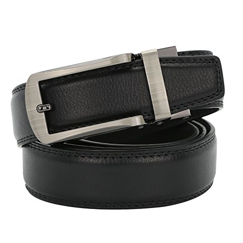Mens Genuine Leather Ratchet Dress Belt 1 1/8inch Wide with Sliding Buckle3