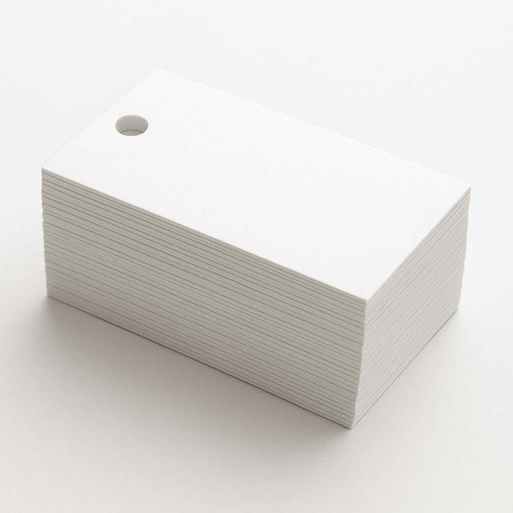 100 White Gift Tag Blanks – 85mm x 55mm – 300gsm Smooth Matte Card with Pre-Punched Hole – Blank Tags for Gifts, Crafting, Labels, Favors – Uncoated & Inkjet Compatible