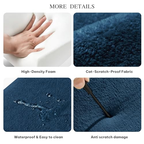 DWVO 3-in-1 Convertible Sofa Bed, 55" Sleeper Sofa with Pull-Out Bed, Cat-Scratch-Proof Fabric Futon Couch with Adjustable Backrest and Side Pocket, Loveseat for Living Room Apartment, Blue