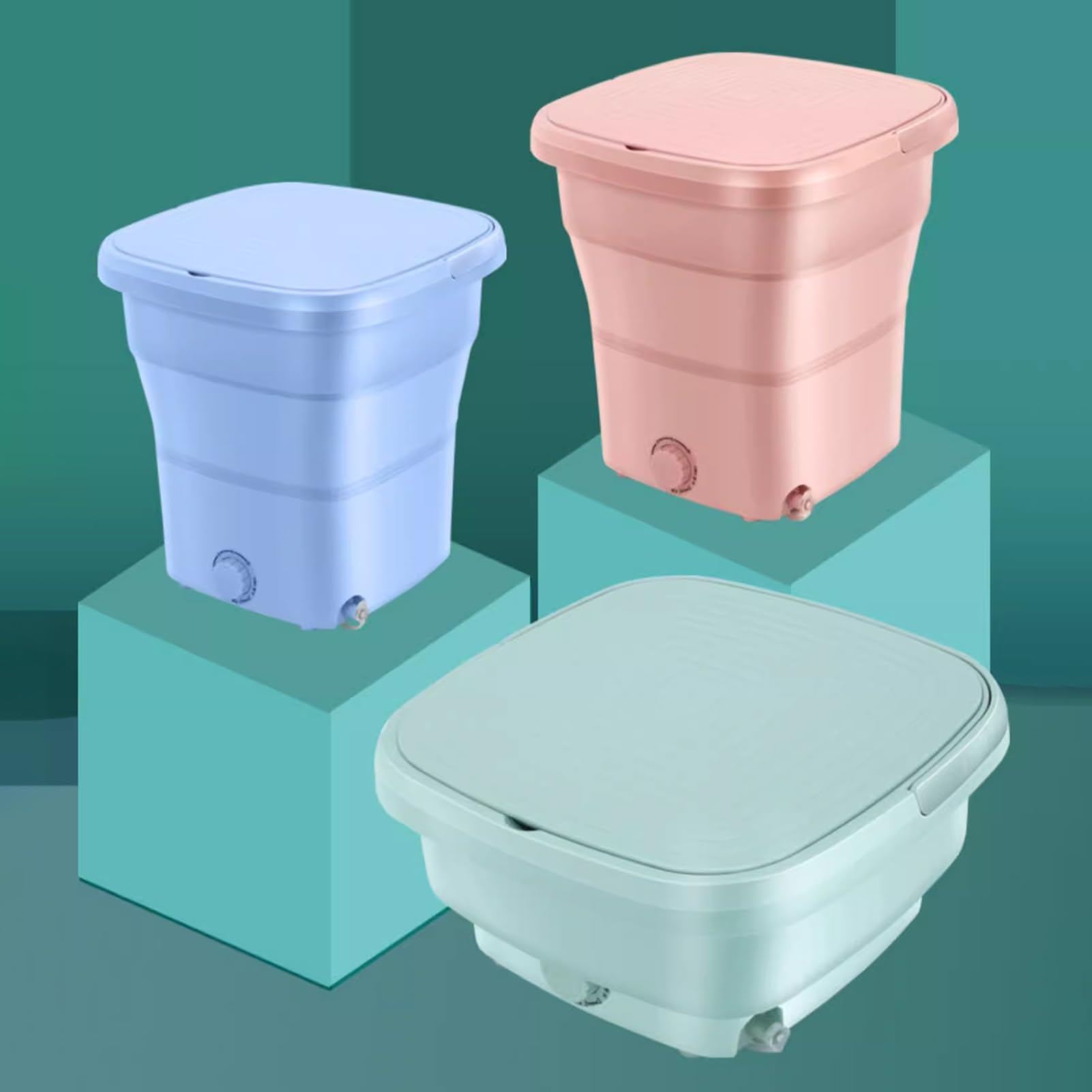 Lavatrice Portatile, Mini Lavatrice Pieghevole, Lavatrice da Campeggio Piccola, Lavatrice da Viaggio, per Appartamento, Viaggio, Casa, Lavatrice Biancheria Intima, Calzini, Vestiti(Pink)