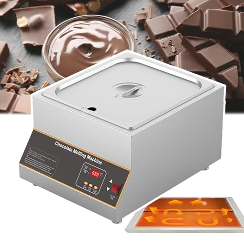 Templadora de chocolate eléctrica (0 ℃ ~ 85 ℃), templadora de chocolate comercial, con ollas de 10 l, control automático de temperatura, calentador de agua.,A