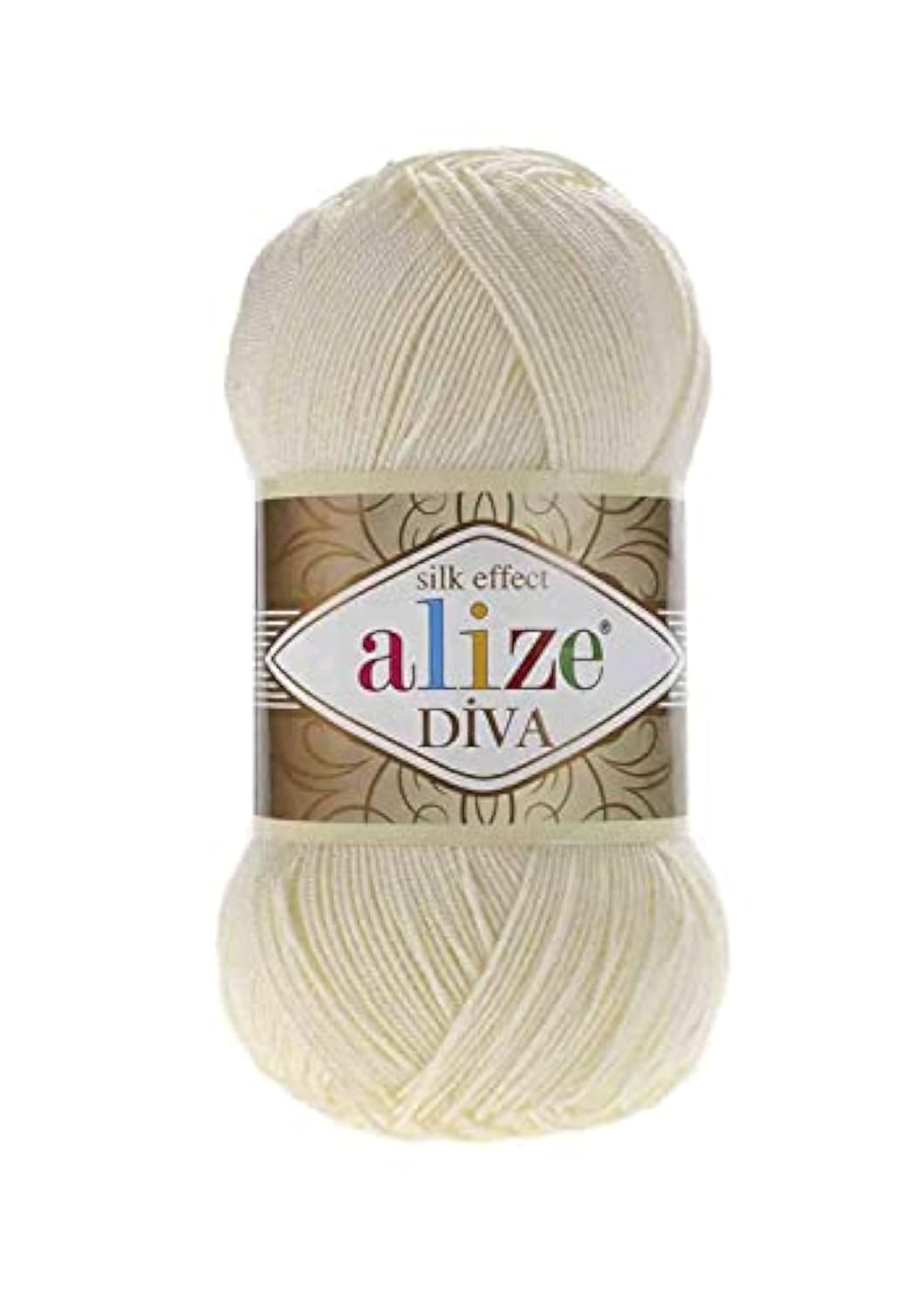 Diva Silk Yarn - Microfiber Acrylic Sport Weight - Lightweight & Soft for Crocheting & Knitting Scarves, Clothes & Crafts - 1 Skein 100g, 383 Yards, Fingering Weight 14 WPI Cream