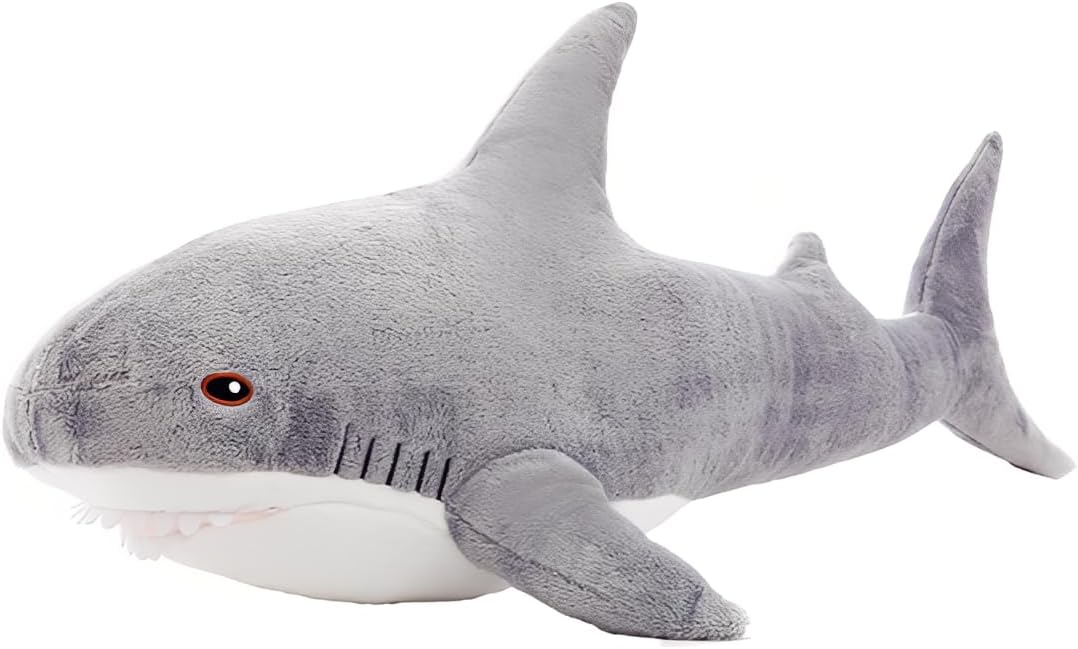 - Plush Shark Toy Pillow, 31.4-inch Giant Shark Plush Animal Toy Super Soft and Cute Pillow Children’s Boys and Girls Room Decoration Bedtime Gift (80CM,Grey)