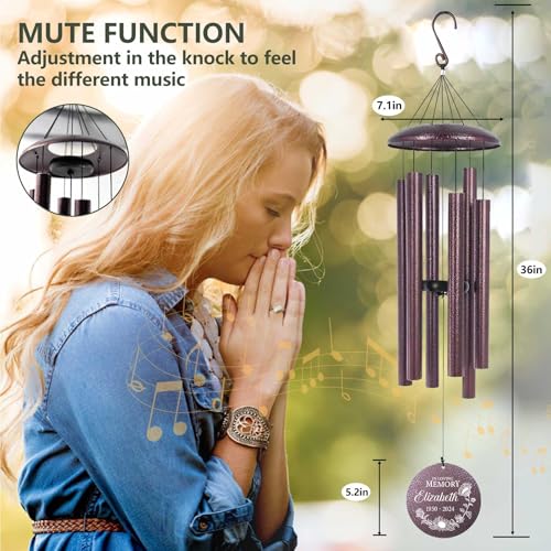 Image of ASTARIN Personalized Memorial Wind Chime for Loss of Loved One 30 /36 /45 inch, Sympathy Deep Tone Wind Chimes for Mom Dad /Mother Father, Remembrance Gifts for Grief Condolence Funeral, Made in Texas