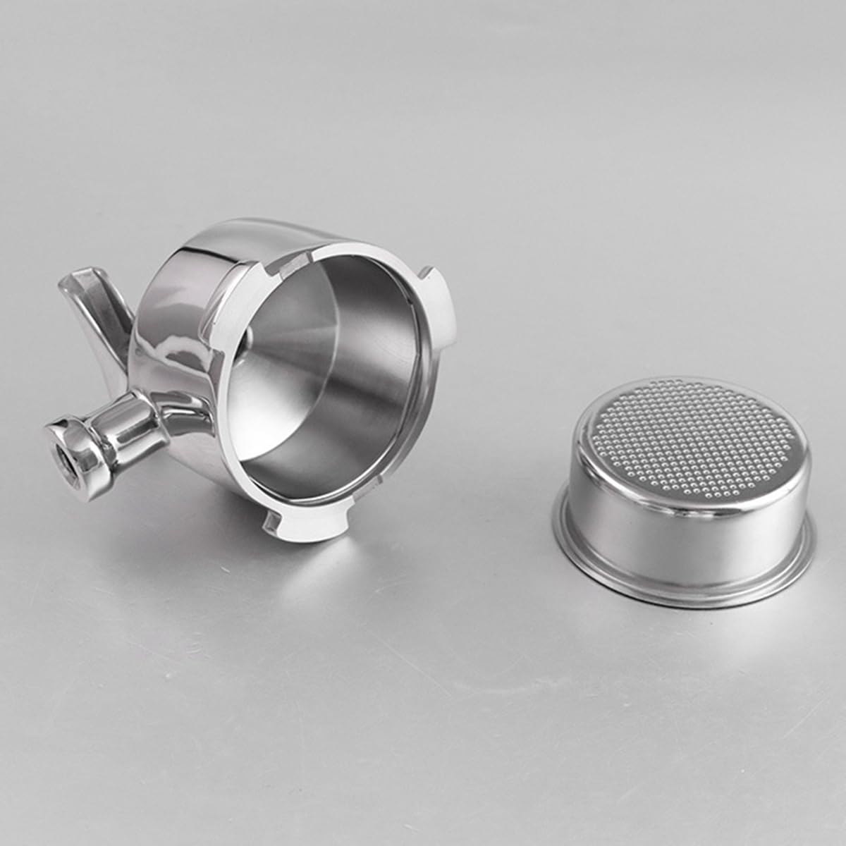Siebträger ohne Boden, 51 mm, Doppelauslauf, EC680, EC685, Filterkorb, Kaffeezubehör
