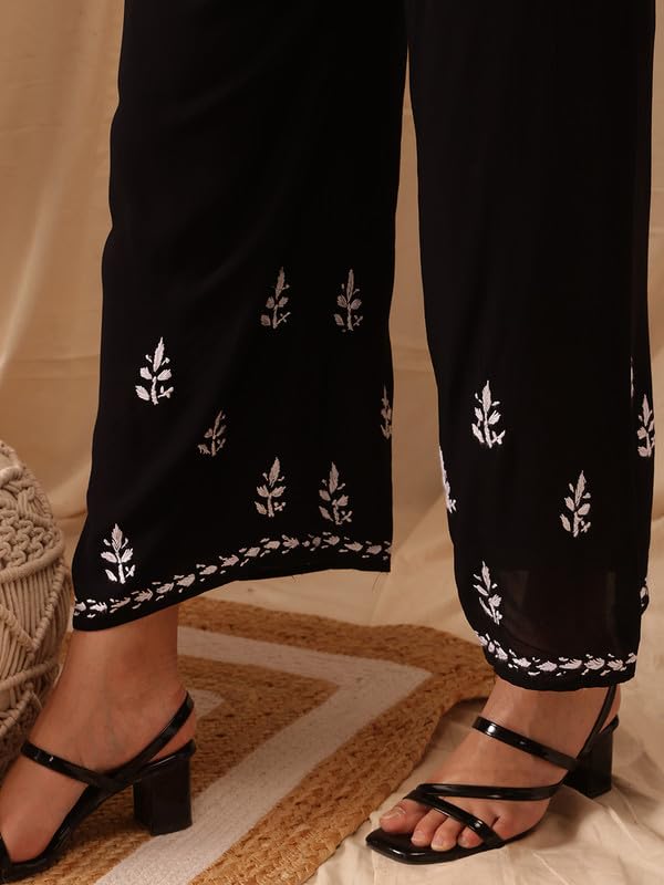 Image of Ada Hand Embroidered Lucknowi Chikankari Modal Kurta Set for Women A811272