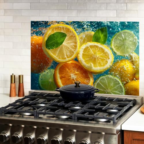 Image of Lemon Orange Citrus Backsplash Peel and Stick, 35.4x23.6 in