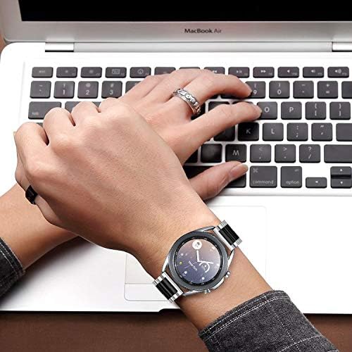valkit Compatible with Galaxy Watch 3 41mm/Galaxy Watch 5/Pro 5/4 Band, 20mm Solid Stainless Steel Bracelets for Women Men Linked Strap for Samsung Galaxy Watch 4 Classic/Galaxy Watch 42mm