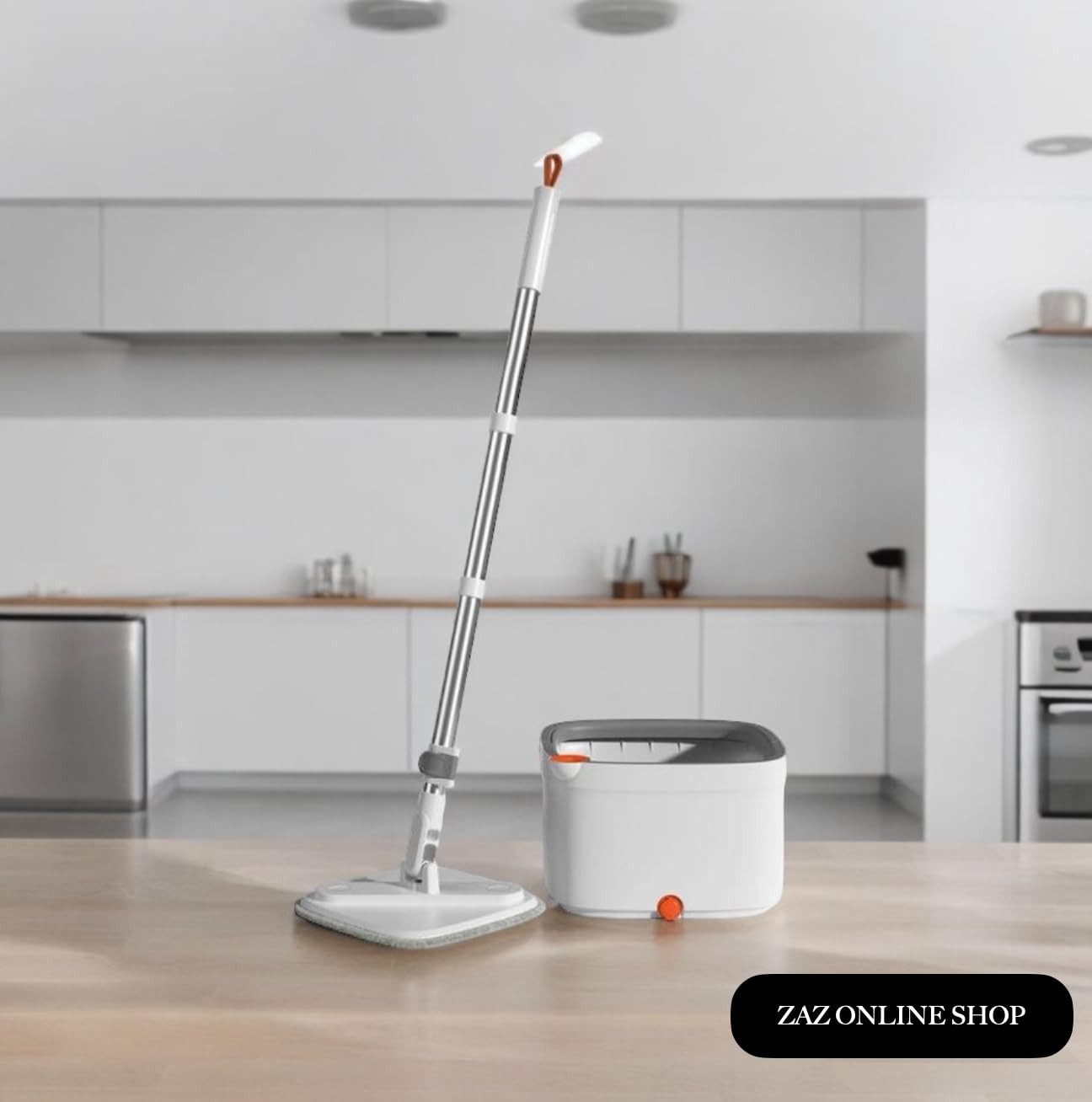 ZAZ Rotatory Spin Mop and Bucket Set con self Clean and Dirt Water Separation System, Self-Wringing 360° Rotating Square Mop Head for All kind of Floor Surfaces