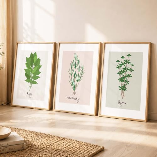 Image of HOTHOUSE Botanical Wall Art Painting | Premium Art Framed Wall Paintings For Home Decor | Poster With Frame Wall Decoration Painting Frames For Home Office Living Room | Set of 3 (10X13 inch)