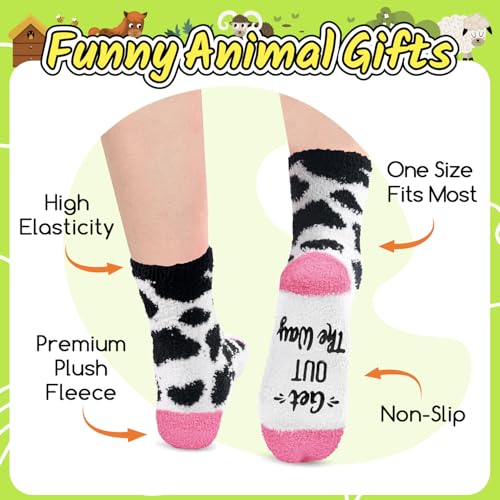 Image of HAPPYPOP Fuzzy Animal Socks for Women - Cute Unicorn, Horse, Cow and Goat Gifts for Her