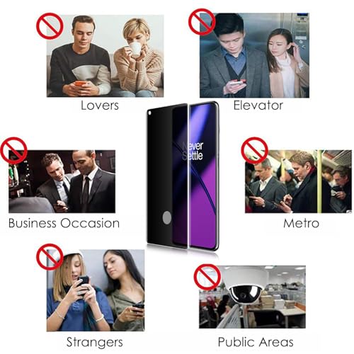 Image of PreCure [3 Pack] Privacy Tempered Glass Screen Protector for OnePlus 11, Anti Spy, Fingerprint-ID Compatible, Sensitive Touch, Scratch Repair