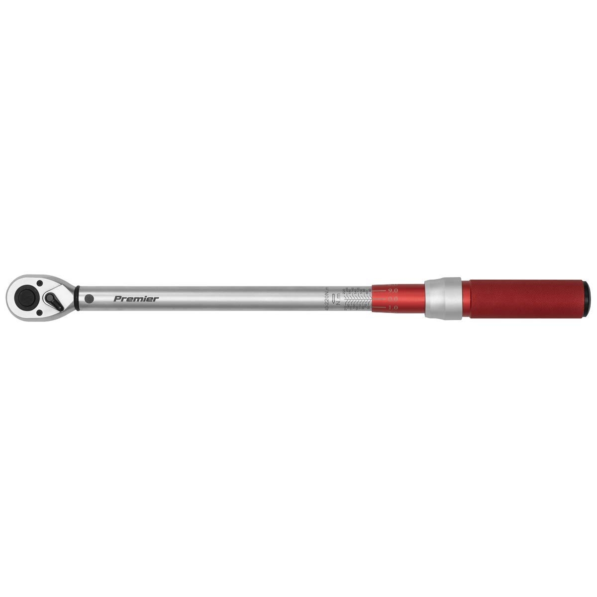 Sealey STW904 1/2"Sq Drive Torque Wrench Micrometer Style 40-220Nm - Calibrated, Chrome - Image 2