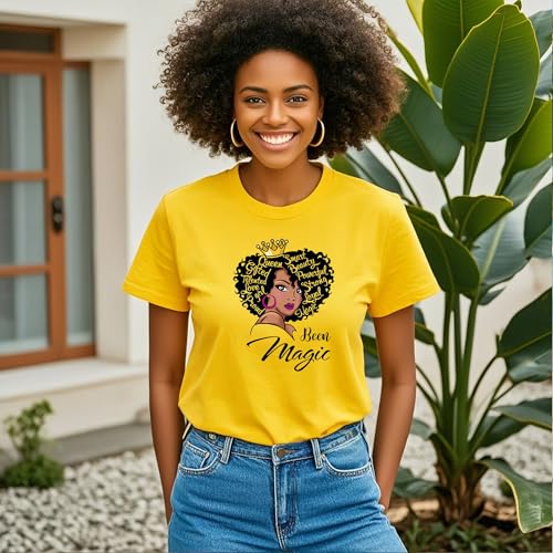 Image of Black History Pajamas, Graphic Matching Sets for Women, Magic Afro American Natural Hair Vintage Melanin T-Shirts and Pants