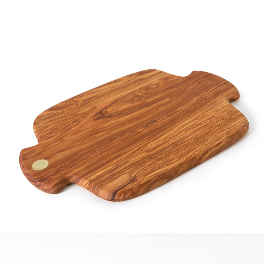 Bérard Racine Schneidbrett Olivenholz, 40×30×1,7 cm, handgefertigt | Holzbrett, organische Formgebung, für Küche und Anrichten, messerschonend, naturbelassen, langlebig, handwerklich gefertigt