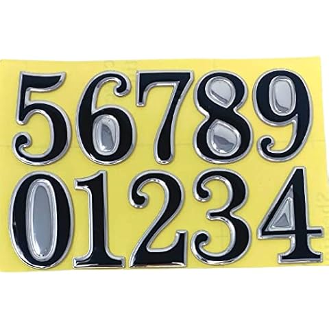ONEBRAND Sticky Property Numbers - Set of Numbers from 0 to 9 - Waterproof - Self Adhesive - Rust / Fade Free Sticky Number - Ideal for Lockers, Doors, House, Office Bins. (Silver/Black) Cover