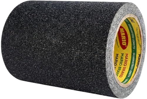 Image of Mario Anti-Skid Anti-Slip Tape Black Extra-Wide 96mm (4 Inch) x 5M | Heavy-Duty High-Traction Non-Slip Safety Grip Tape | Waterproof Self Adhesive Tape for Stairs, Walkways & Industrial Use Areas