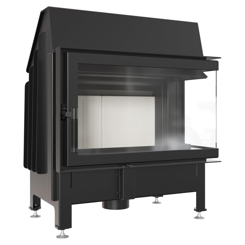 KRATKI Zibi 12 Chimenea de leña con Entrada de Aire Compatible con BImSchV 2 11 kWEficiencia Térmica 80% Acero con Acristalamiento Lateral Interior Thermotec Derecha