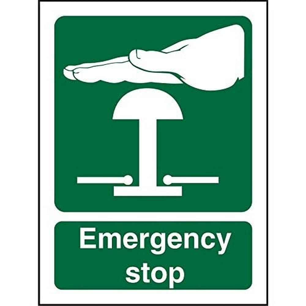 Fire Information Sign Emergency Stop Adhesive Plastic 10 x 7.5 cm