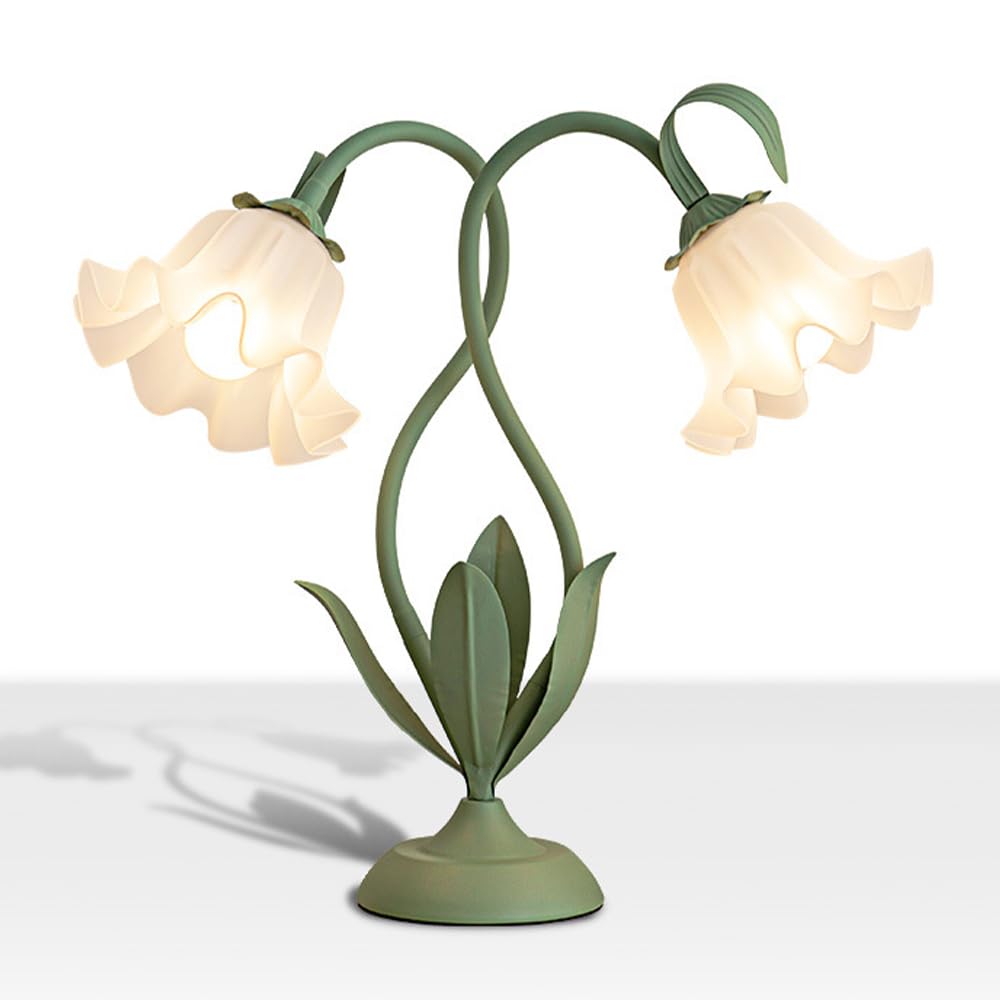 Nordic Floral Tischlampe LED Leselampen Nacht Vintage Blume Nachtlicht 3 Farben Nachttischlampen for Wohnzimmer Schlafzimmer